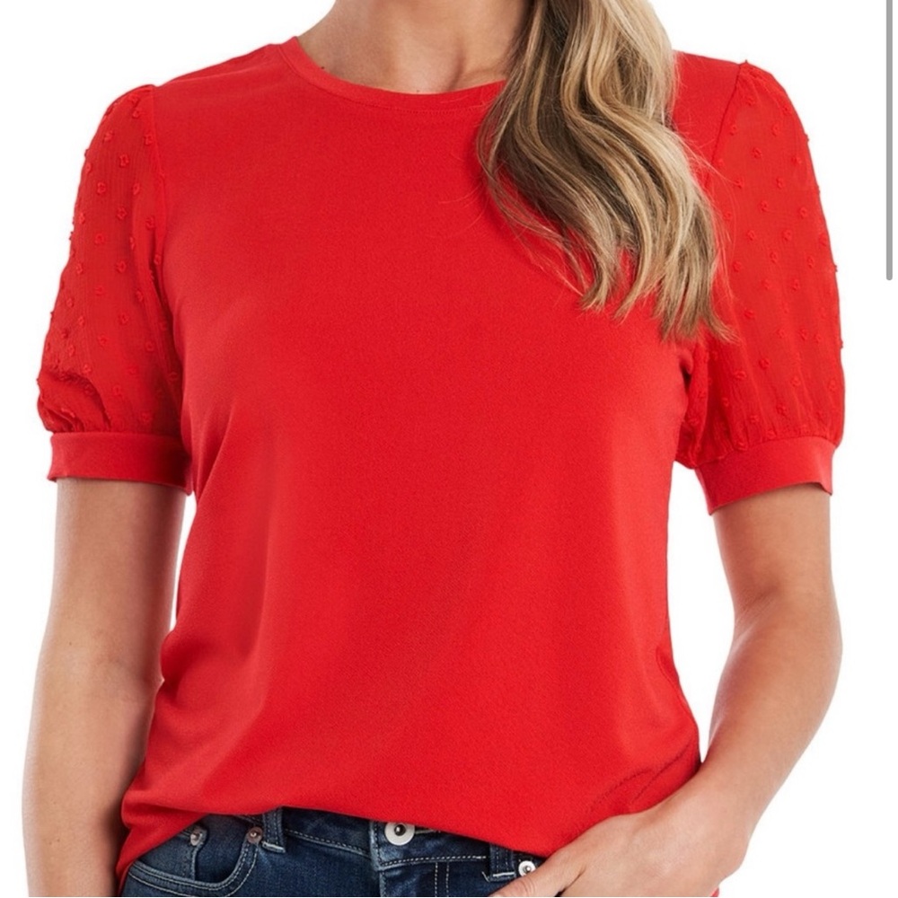 CECE Ref Puff Sleeve Top shirt Red